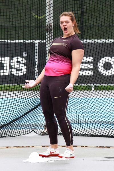 Sandra Perkovic at the 2013 adidas Grand Prix in New York (Victah Sailer)