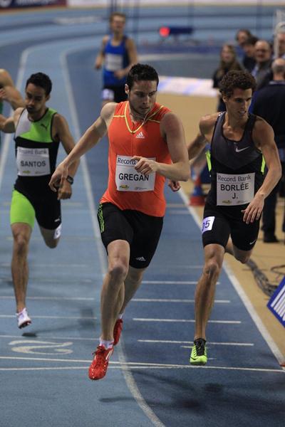 Brian Gregan winning at the 2013 Gent Indoor meeting (Jean-Pierre Durand)