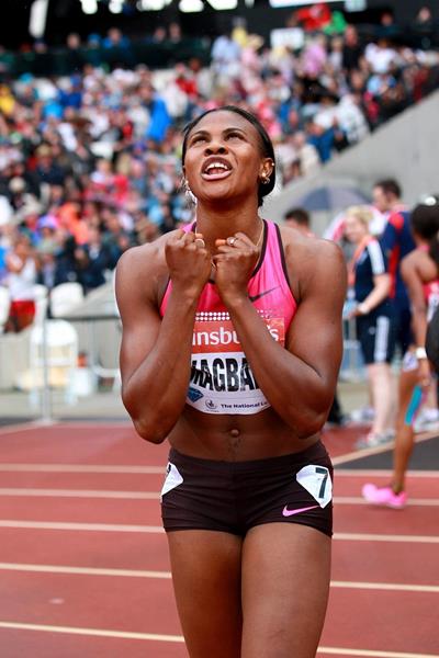 Blessing Okagbare at the 2013 IAAF Diamond League in London (Victah Sailer )