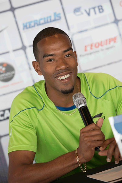Christian Taylor at the Monaco Diamond League press conference (Philippe Fitte)