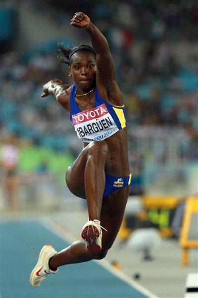 Caterine Ibarguen of Columbia in action during the women's triple jump final in Daegu (Getty Images - Bongarts)