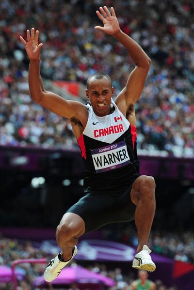 Damian Warner of Canada competes in the Men's Decathlon Long Jump on Day 12 of the London 2012 Olympic Games at Olympic Stadium on August 8, 2012 (Getty Images)