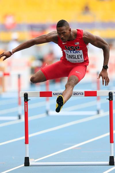 Michael Tinsley in the mens 400m Hurdles at the IAAF World Championships Moscow 2013 ()