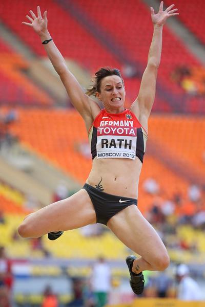 Claudia Rath in the womens Heptathlon Long Jump at the IAAF World Championships Moscow 2013 (Getty Images)