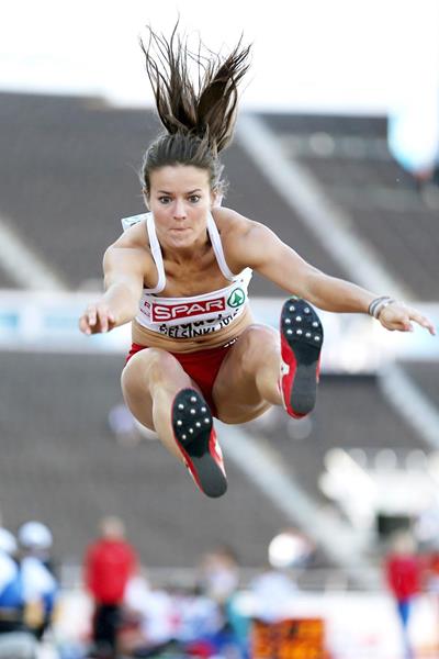 Poland's Anna Jagaciak in action in the Long Jump (Getty Images)