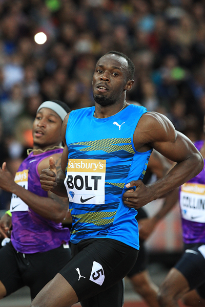Usain Bolt wins the 100m at the IAAF Diamond League meeting in London (Jean-Pierre Durand)