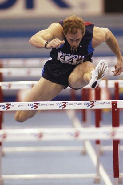 Tom Pappas of the USA in the hurdles of the heptathlon (Getty Images)