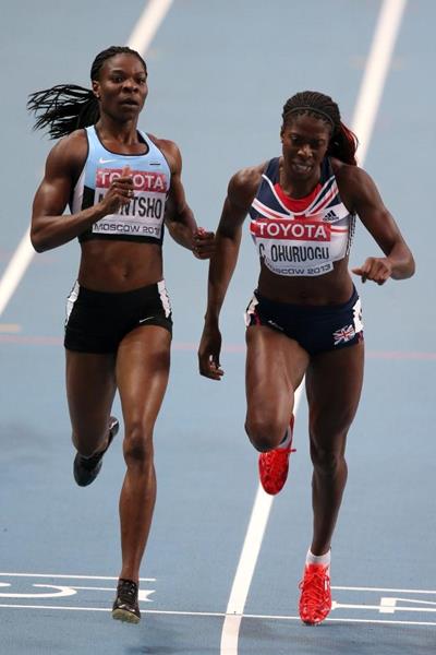 Christina Ohuruogu and Amantle Montsho in the Womens 400m Final at the IAAF World Athletics Championships Moscow 2013 (Getty Images)