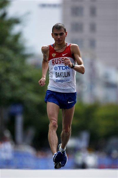 Sergey Bakulin en route to the 50Km Race Walk title in Daegu (Getty Images)