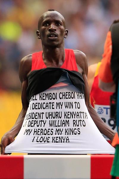 Kemboi in the mens 3000m SC at the IAAF World Athletics Championships Moscow 2013 (Getty Images)