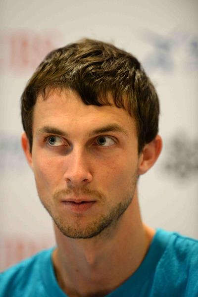 Bohdan Bondarenko at the pre-event press conference for the 2013 IAAF Diamond League meeting in Zurich  (Jiro Mochizuki)