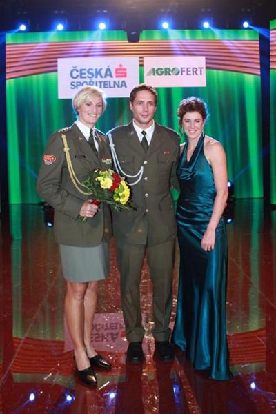 Barbora Špotáková, Vítězslav Veselý and Zuzana Hejnová at the 2012 Czech Athletics Gala (Tomáš Železný/atletika.cz)