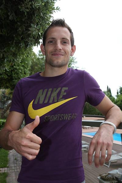 Renaud Lavillenie at the pre-event press conference for the 2013 IAAF Diamond League meeting in Rome (Giancarlo Colombo)