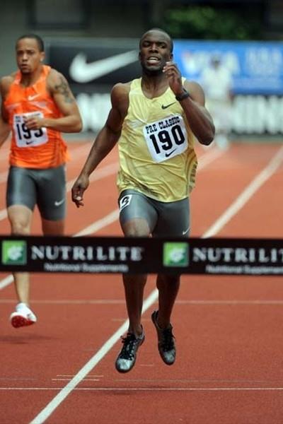 LaShawn Merritt running the 300m in Eugene (Kirby Lee)