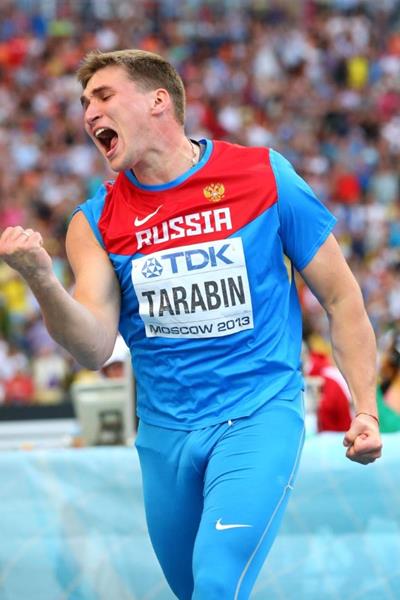 Dimitri Tarabin in the mens Javelin Throw Final at the IAAF World Athletics Championships Moscow 2013 (Getty Images)