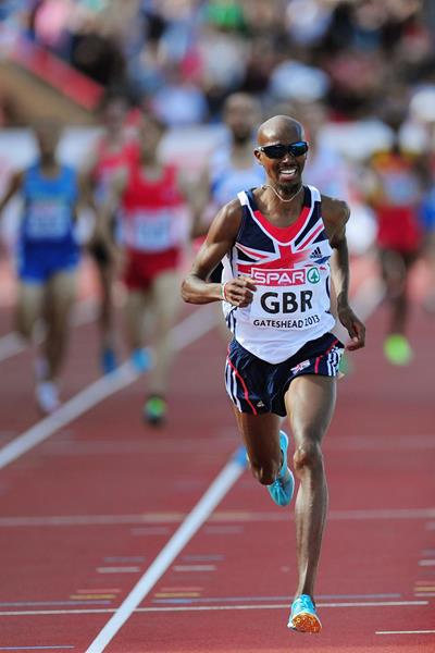 Mo Farah in action in the 5000m at the 2013 European Team Championships (Getty Images)