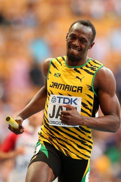 Usain Bolt in the mens 4x100m Relay at the IAAF World Athletics Championships Moscow 2013 (Getty Images)