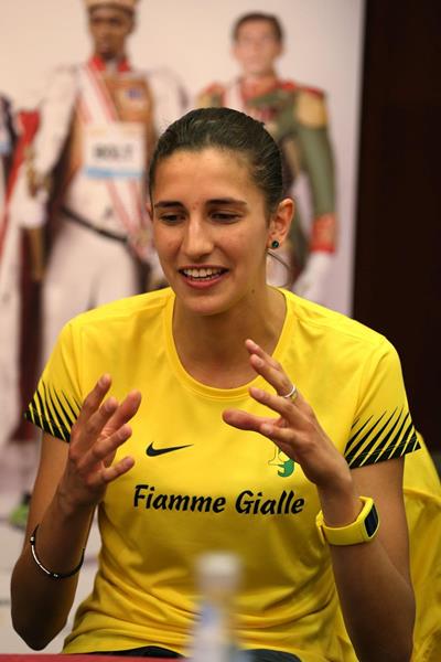 Alessia Trost at the pre-event press conference for the 2013 IAAF Diamond League meeting in Rome (Giancarlo Colombo)