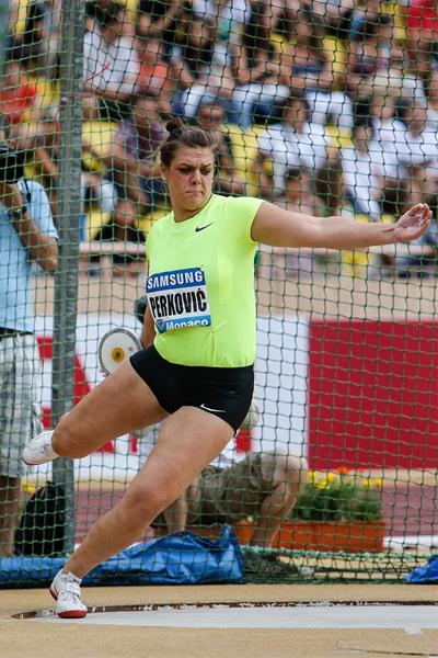 Sandra Perkovic, winner of the Discus at the 2012 Herculis Diamond League in Monaco (Philippe Fitte)