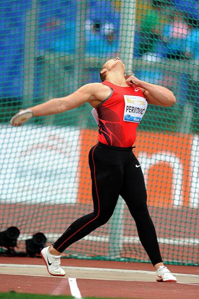 Croatia's Sandra Perkovic wins the Discus at the Rome Golden Gala (Giancarlo Colombo)