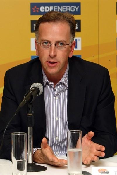 UK Athletics Chairman Ed Warner at the pre-race press conference in Birmingham (Getty Images)
