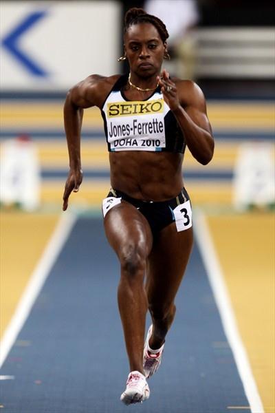 LaVerne Jones-Ferrette of The Virgin Islands competes in the womens 60m heats (Getty Images)