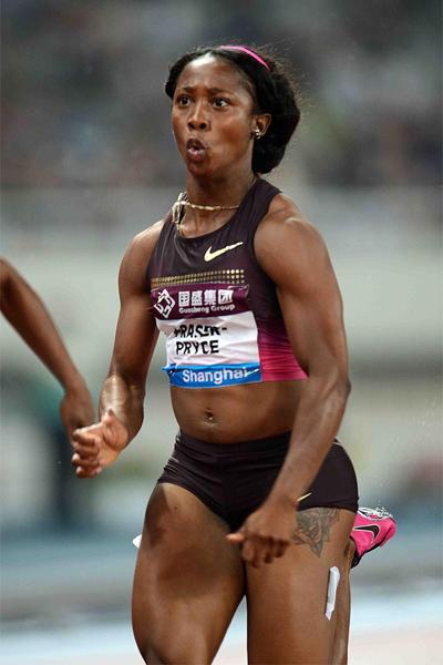 Shelly-Ann Fraser-Pryce clocks a world lead of 10.93 at the Shanghai Diamond League (Jiro Mochizuki)