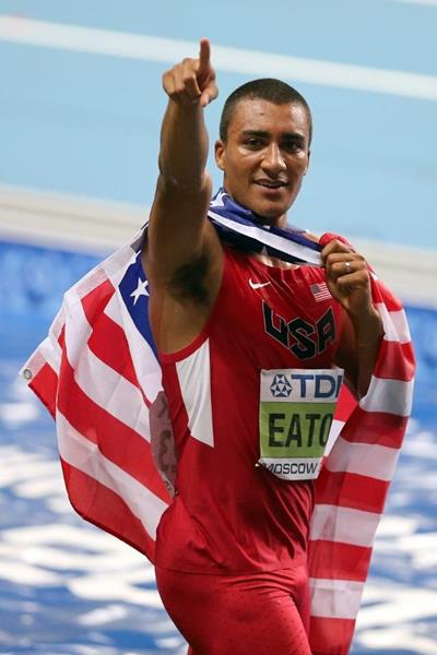 Ashton Eaton in the men's Decathlon at the IAAF World Athletics Championships Moscow 2013 (Getty Images)