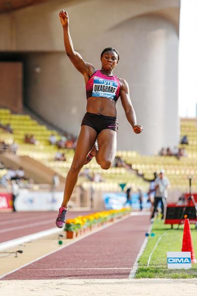 Blessing Okagbare breaks seven metres at the 2013 Monaco Diamond League (Philippe Fitte)