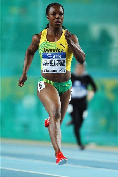 Veronica Campbell-Brown of Jamaica competes in the Women's 60 Metres first round during day two - WIC Istanbul (Getty Imaes)