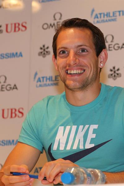 Renaud Lavillenie at the press conference for the 2013 Lausanne Diamond League (Gladys Chai)