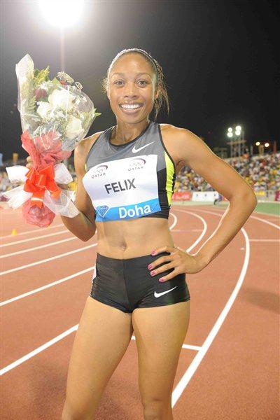 Allyson Felix after her victory in the 2012 Samsung Diamond League in Doha (Jiro Mochizuki)