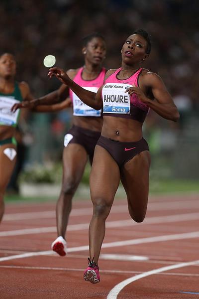 Murielle Ahoure winning at the IAAF Diamond League meeting in Rome (Giancarlo Colombo)