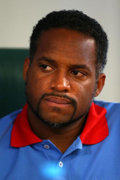 Ato Boldon in the IAAF Ambassador Fan Zone at the IAAF World Athletics Championships Moscow 2013 (Getty Images)