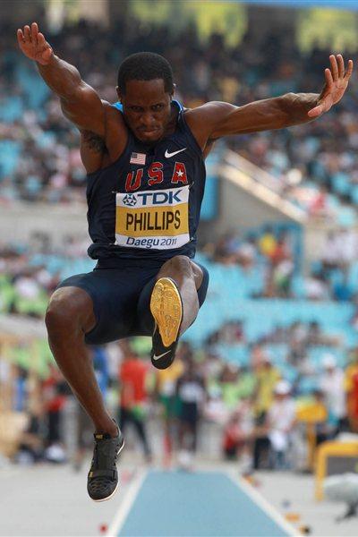 Dwight Phillips of United States competes in the men's long jump qualification round during day six (Getty Images)