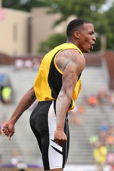 George Kitchens reacts after winning the Long Jump at the 2013 US Championships (Getty Images)