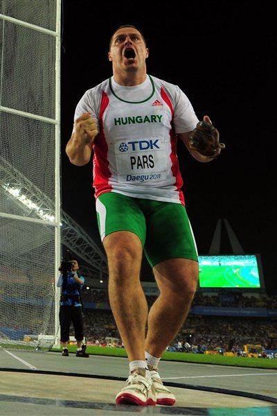 Krisztian Pars of Hungary reacts in the Men's Hammer Final (Getty Images)