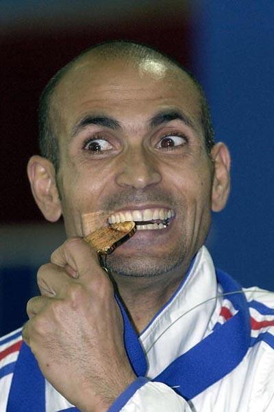 Driss Maazouzi of France after winning the men's 1500m final (Getty Images)