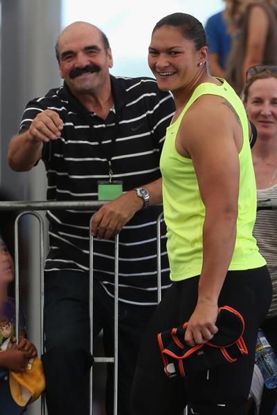 Valerie Adams with her coach, Jean-Pierre Egger (Getty Images)