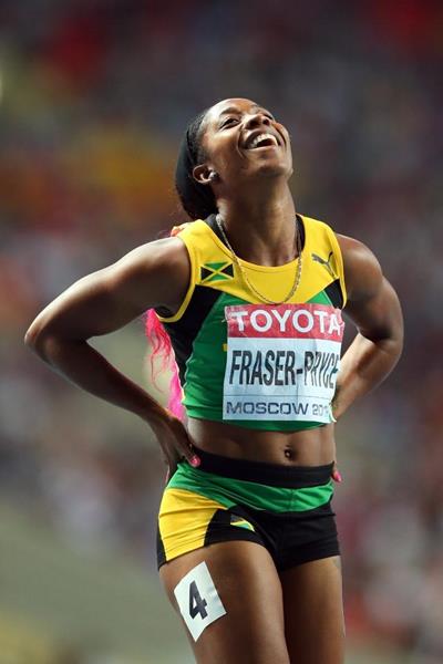 Shelly-Ann Fraser-Pryce in the womens 200m Final at the IAAF World Athletics Championships Moscow 2013 (Getty Images)