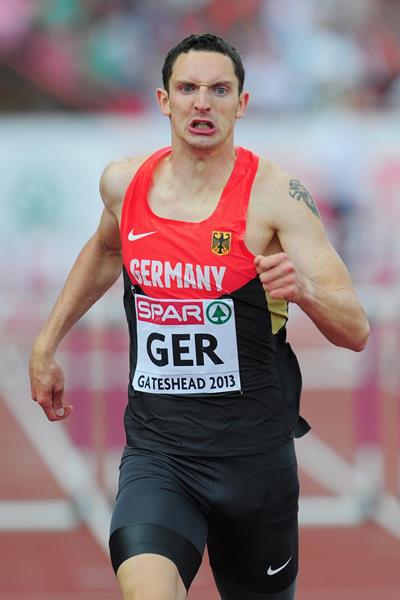 Germany's Silvio Schirrmeister, surprise winner of the 400m Hurdles at the 2013 European Team Championships (Getty Images)