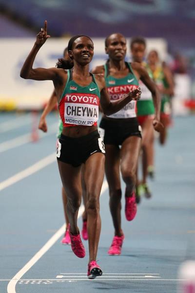 Milcah Chemos in the womens 3000m SC at the IAAF World Athletics Championships Moscow 2013 (Getty Images)