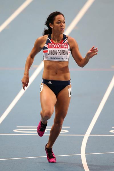 Katarina Johnson-Thompson in the heptathlon 200m at the 2013 IAAF World Championships in Moscow (Getty Images)