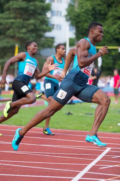 Jamaica's Jason Young on his way to winning the 200m in Lucerne (Organisers)