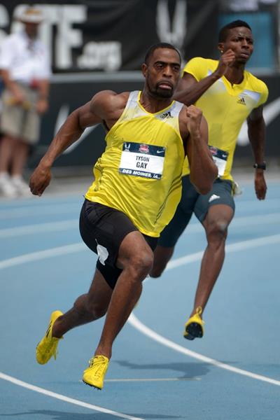 Tyson Gay winning the 200m at the 2013 USA Championships (Kirby Lee)