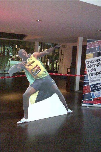 Bolt - life size cutout, entrance to IAAF Centenary Historic Exhibition (Chris Turner / IAAF)