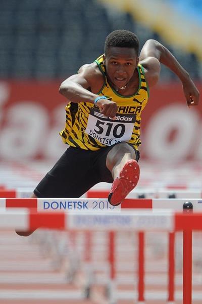 Jaheel Hyde in the boys' 110m Hurdles at the IAAF World Youth Championships 2013 (Getty Images)