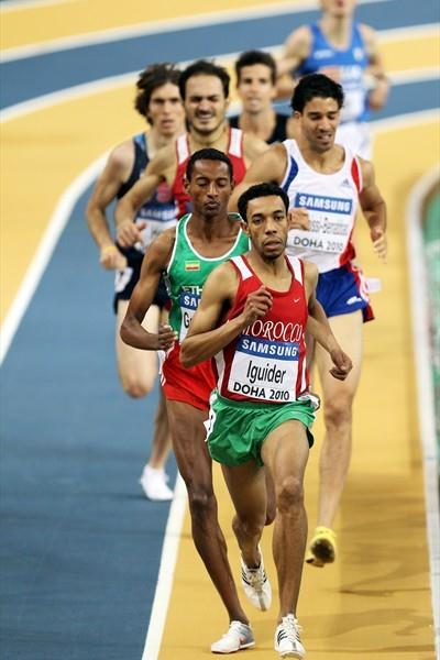 Morocco's Abdalaati Iguider in action during the 1500m heats in Doha (Getty Images)