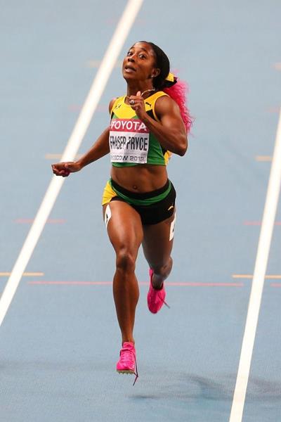 Shelly-Ann Fraser-Pryce in the womens 200m Final at the IAAF World Athletics Championships Moscow 2013 (Getty Images)
