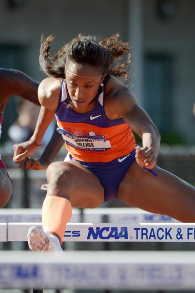 Brianna Rollins on her way to a 12.39 victory at the 2013 NCAA Championships (Kirby Lee)